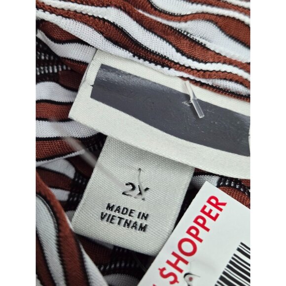 Brown & White Wave Pattern Long-Sleeve Shirt 2X - Picture 5 of 5